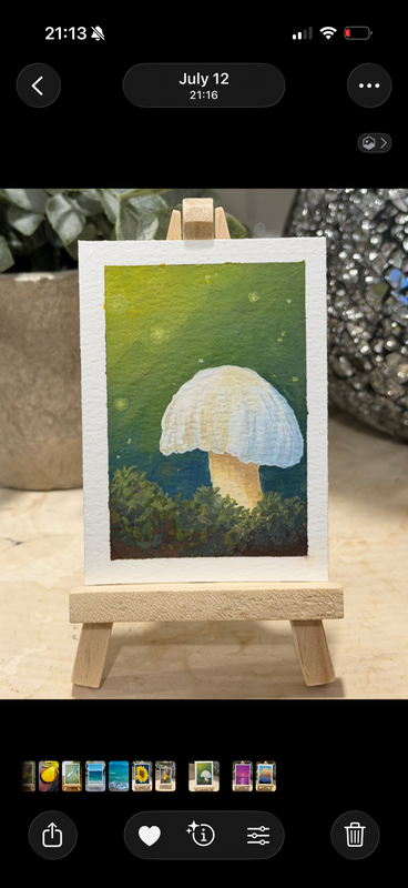 Glowing White Mushroom aceo art card