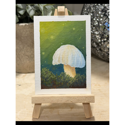 Glowing White Mushroom aceo art card thumbnail 1