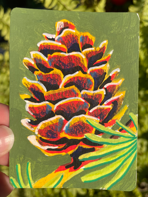 Pine Cone aceo art card
