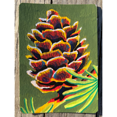 Pine Cone aceo art card thumbnail 2