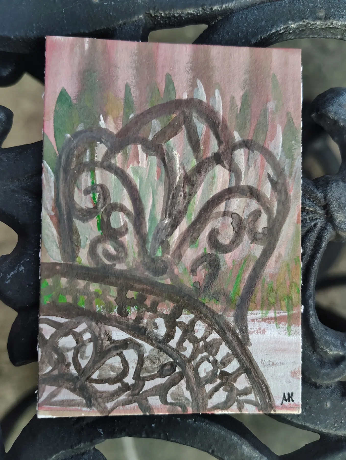 Garden Table at Dusk aceo art card