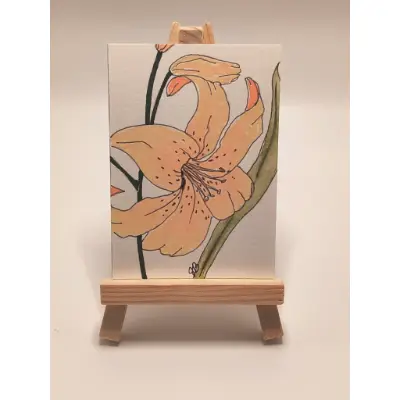 Apricot Lily aceo art card thumbnail 1