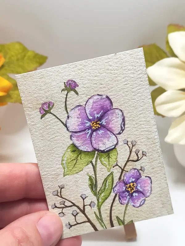 Woodland Violet Bloom aceo art card
