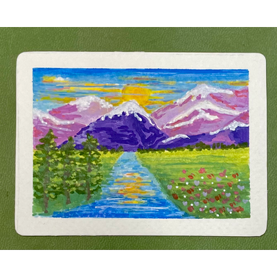 Majestic Purple Mountains aceo art card thumbnail 1