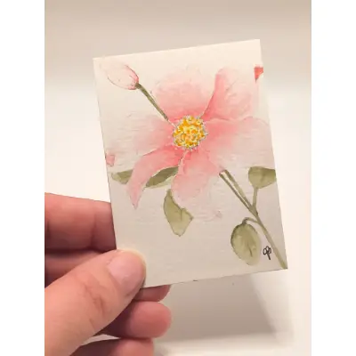 Soft Pink Blossom aceo art card thumbnail 2