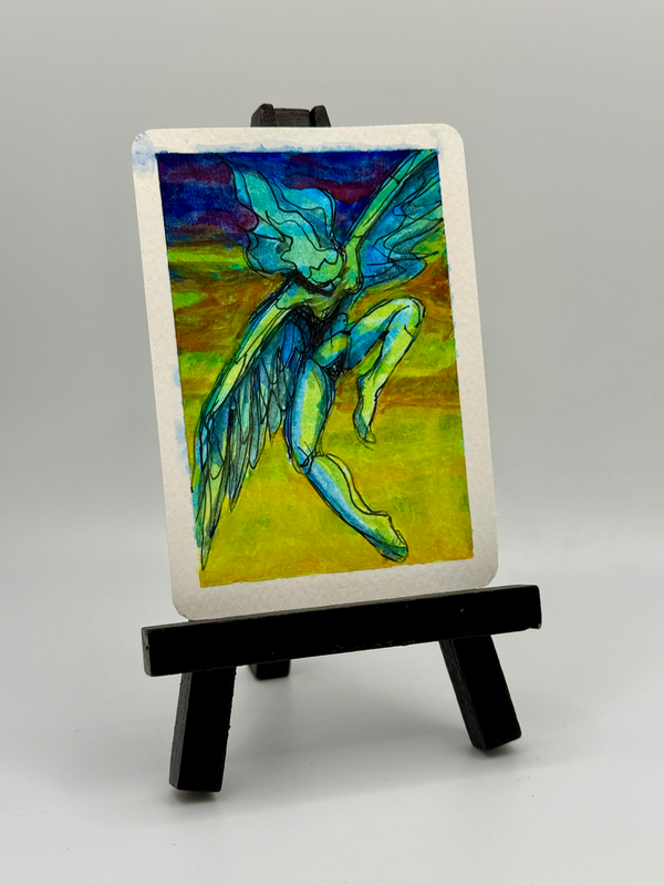 Sunset Angel aceo art card