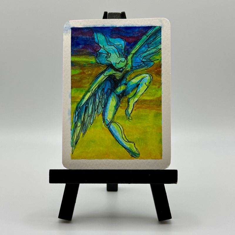 Sunset Angel aceo art card