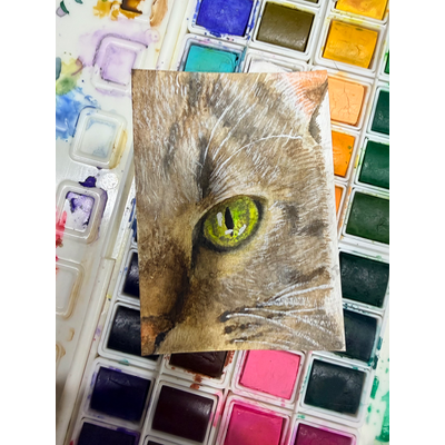 Cat Eye aceo art card thumbnail 1