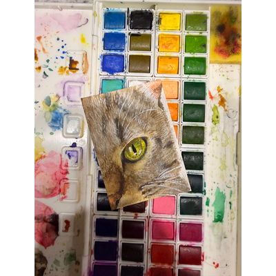 Cat Eye aceo art card thumbnail 1