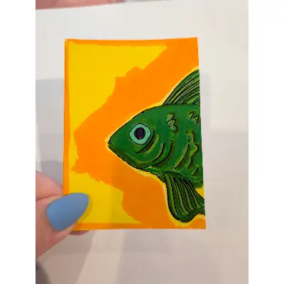 GreenFish aceo art card thumbnail 1