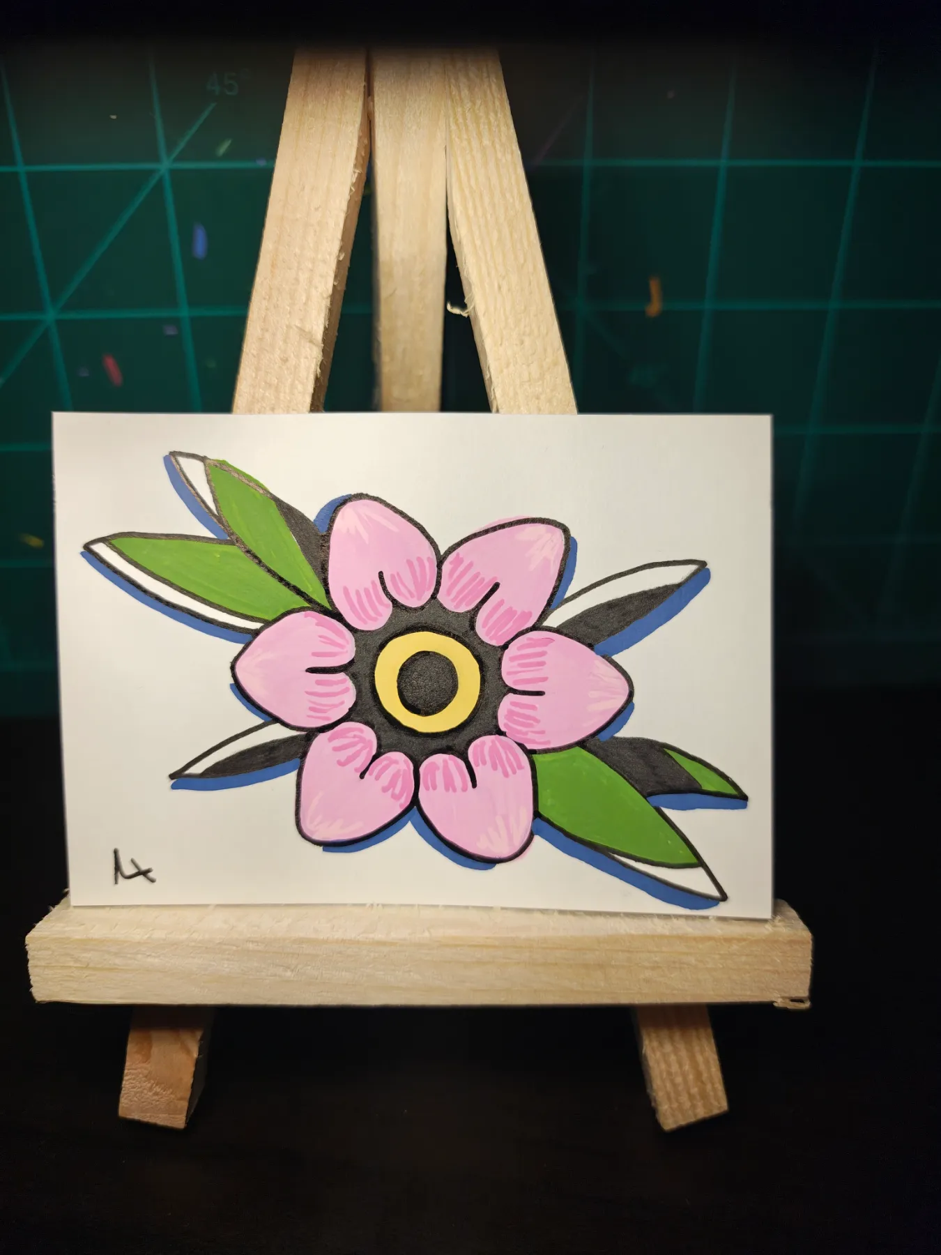 Am Trad Flower #1 aceo art card