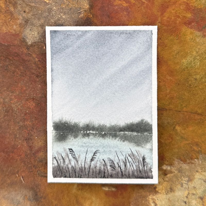 Dusk in the Marsh aceo art card