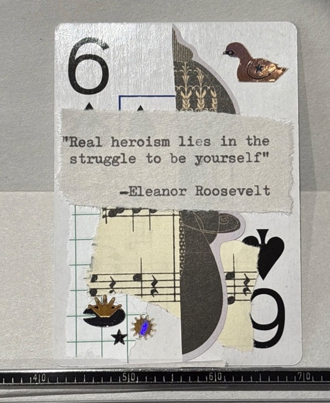 Quote Card #16 by Mazerzine collage floral Eleanor Roosevelt aceo art card