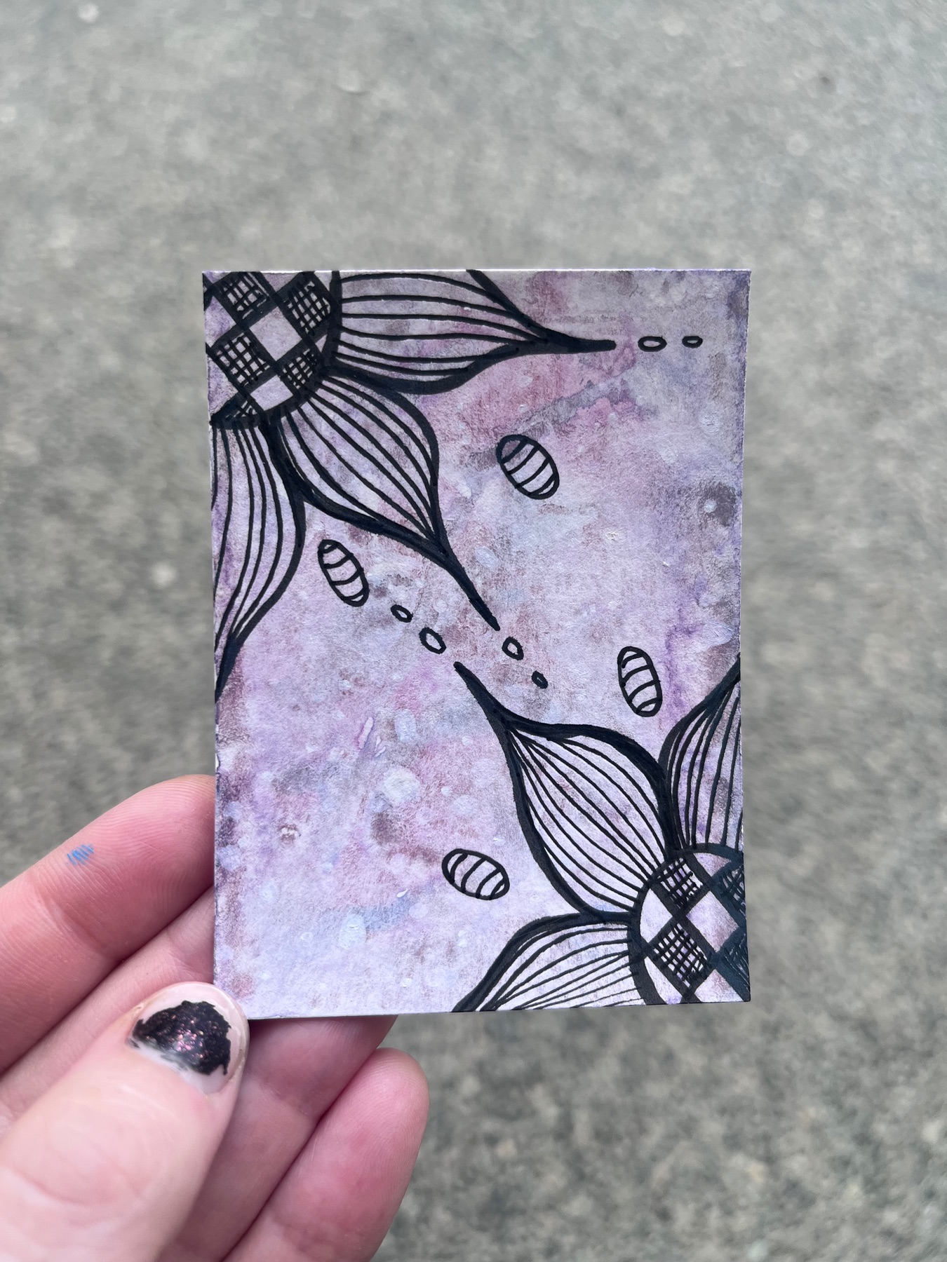 Sinking Spell Magic Flower Collection Purple aceo art card