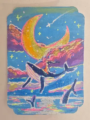 Whale Ride aceo art card thumbnail 1