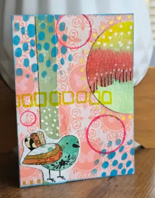 Little Bird in a Bright World aceo art card thumbnail 1