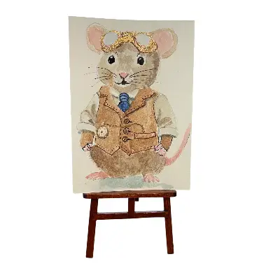 Steampunk Mousie Banker aceo art card thumbnail 1