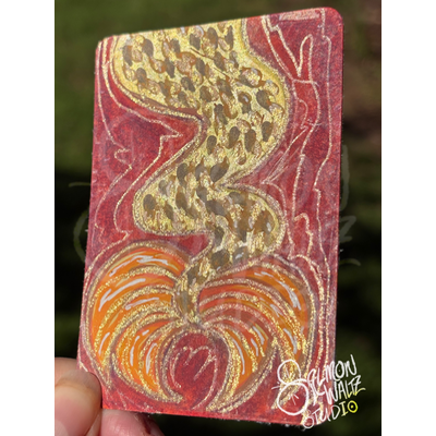 Orange Flame Mermaid Fin aceo art card thumbnail 2