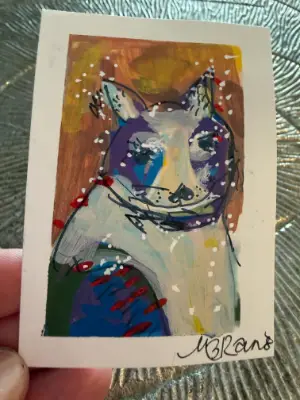 Blue-Shadow Cat - Six Cats, Six Secrets Series by MB Raines - Surprise Haiku aceo art card thumbnail 2