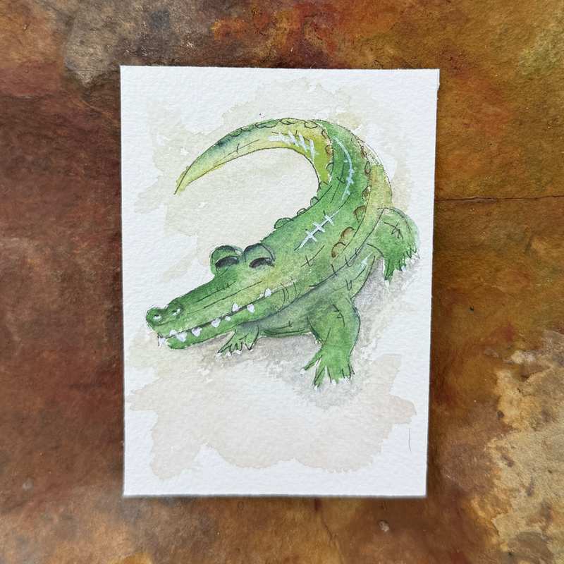 Happy Gator aceo art card
