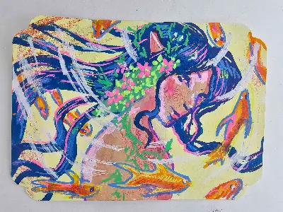 Circling School aceo art card thumbnail 1