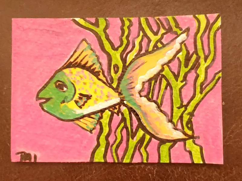 Pink waters aceo art card