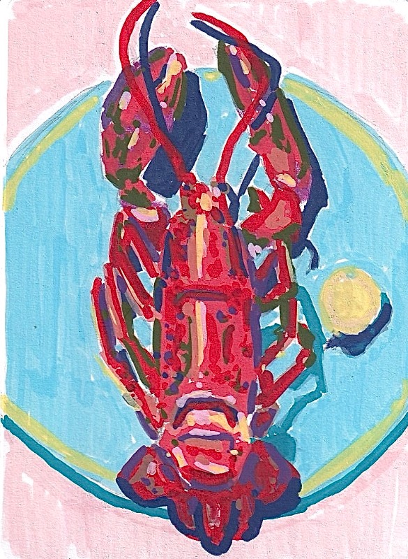 Lobster aceo art card