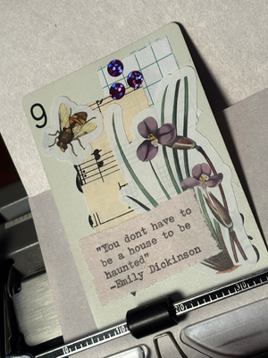 Rainy May #12 by Mazerzine bee purple flower Emily Dickinson aceo art card thumbnail 2