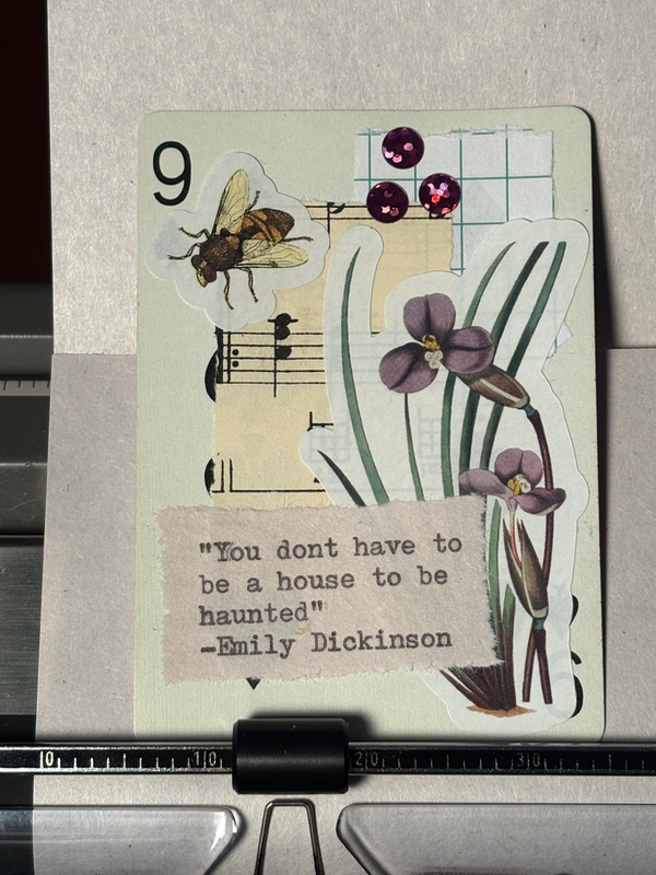 Rainy May #12 by Mazerzine bee purple flower Emily Dickinson aceo art card