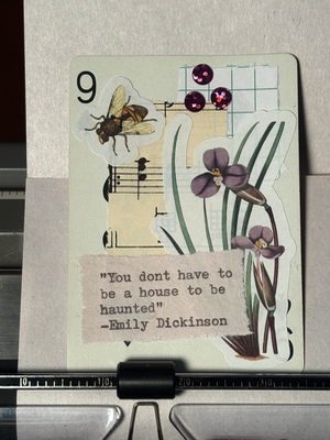 Rainy May #12 by Mazerzine bee purple flower Emily Dickinson aceo art card thumbnail 1