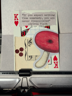 Mushroom Quote Card #295 Sylvia Plath aceo art card thumbnail 1
