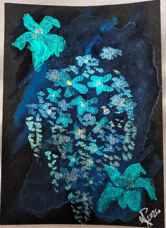 Love in Blue aceo art card