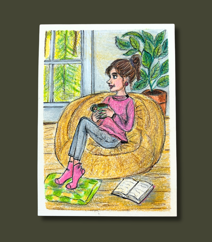 A Quiet Moment ACEO - Colored Pencil & Ink on Illustration Board aceo art card
