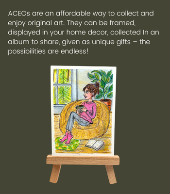 A Quiet Moment ACEO - Colored Pencil & Ink on Illustration Board aceo art card thumbnail 3