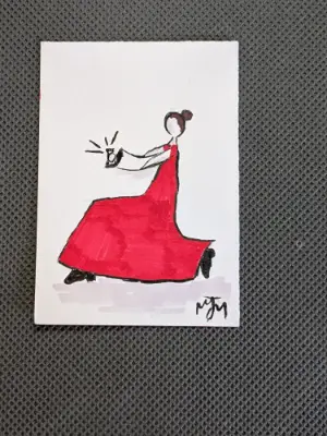 Girl in Red - Proposing aceo art card thumbnail 1