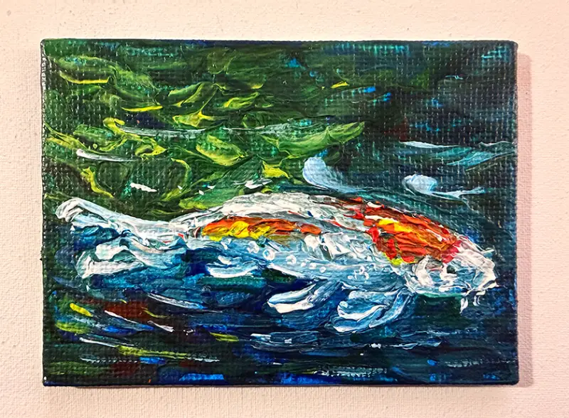 Koi Fish Series 1 of 2 Original ACEO – Impressionistic Palette‑Knife on Archival Canvas Panel aceo art card