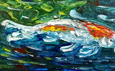 Koi Fish Series 1 of 2 Original ACEO – Impressionistic Palette‑Knife on Archival Canvas Panel aceo art card thumbnail 3