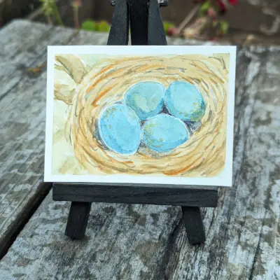 Blue aceo art card thumbnail 5