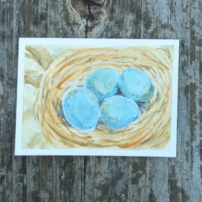 Blue aceo art card thumbnail 1