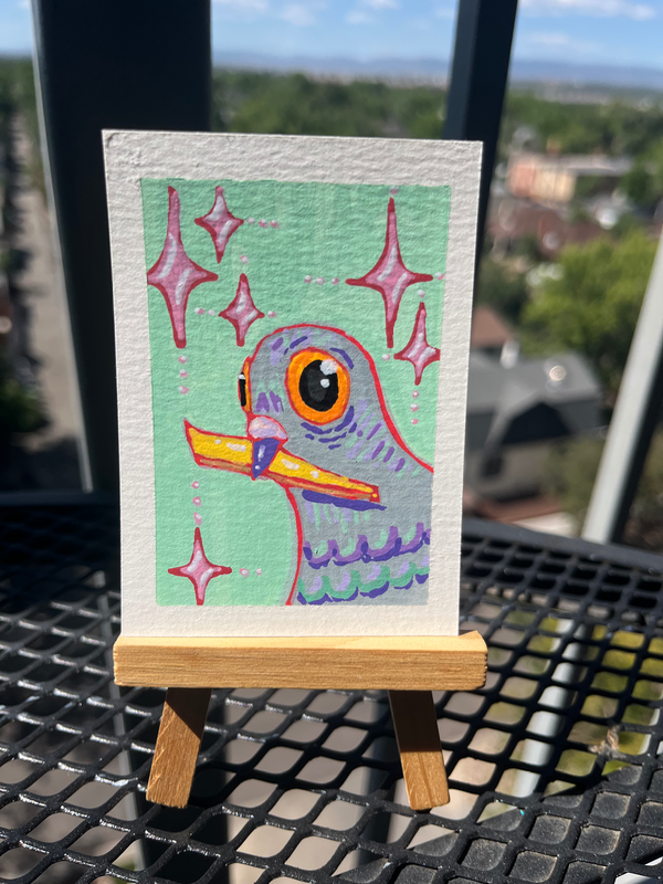 French FrEYE Pigeon aceo art card