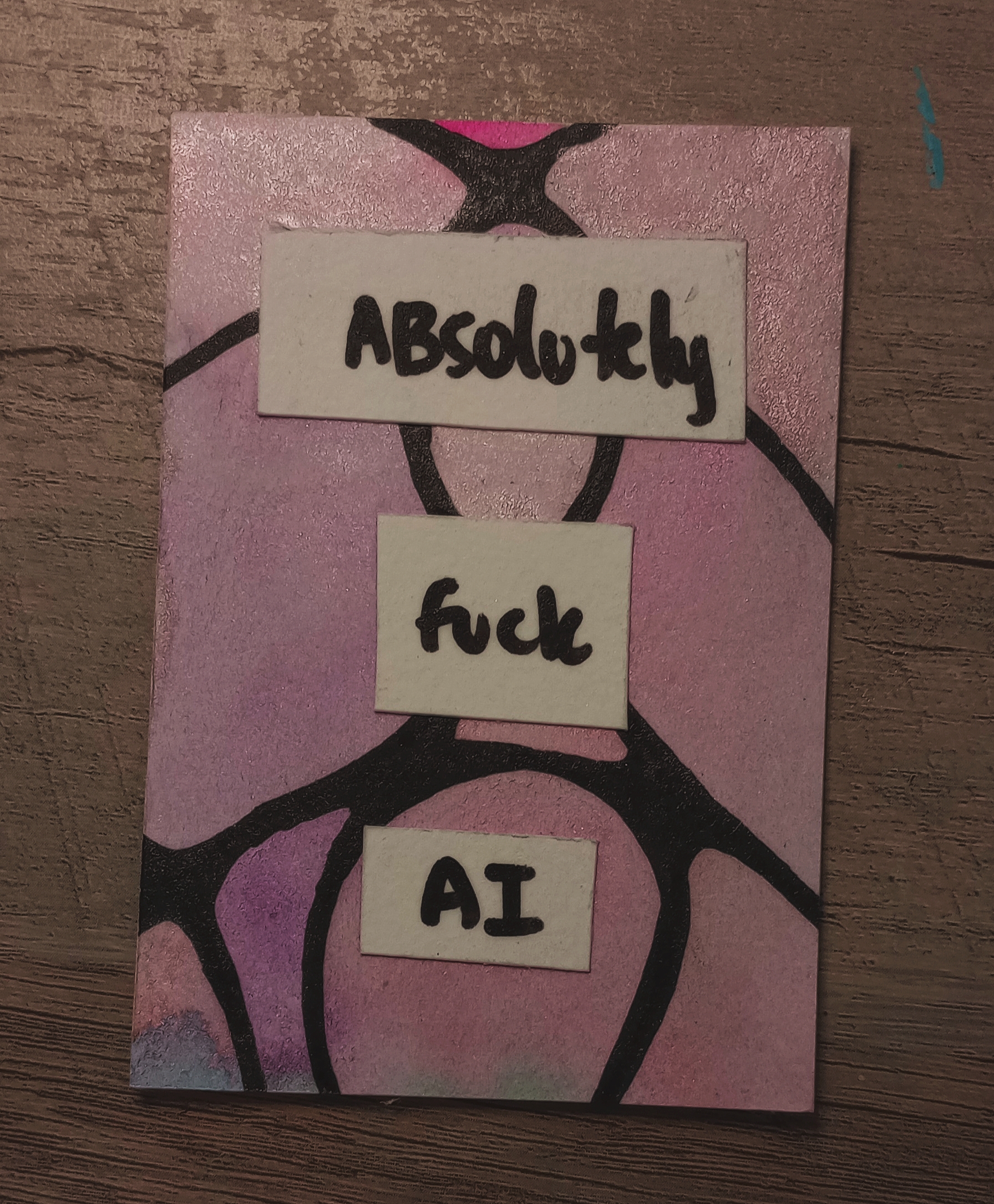 Anti AI 1/4 aceo art card thumbnail 2