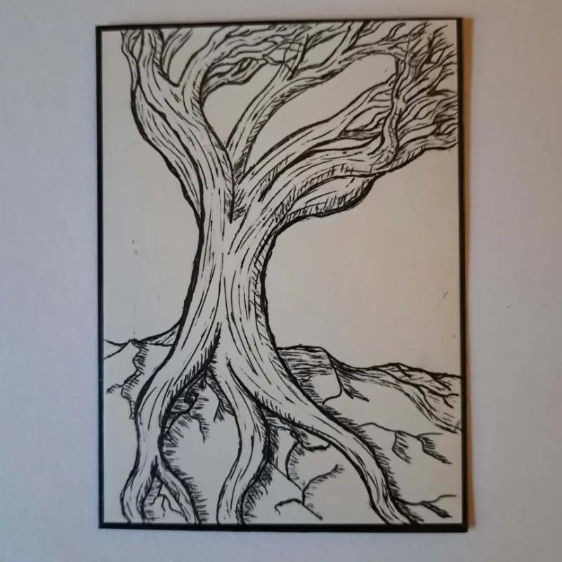 Windswept Tree aceo art card
