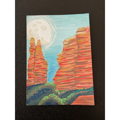 Moon in the Daylight aceo art card thumbnail 2