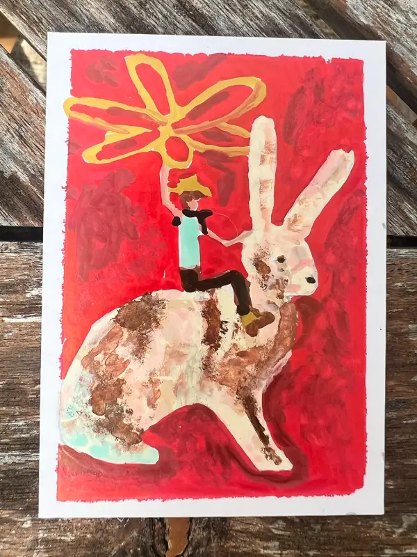 Cowboy on a Bunny "Uncommon Objects" aceo art card