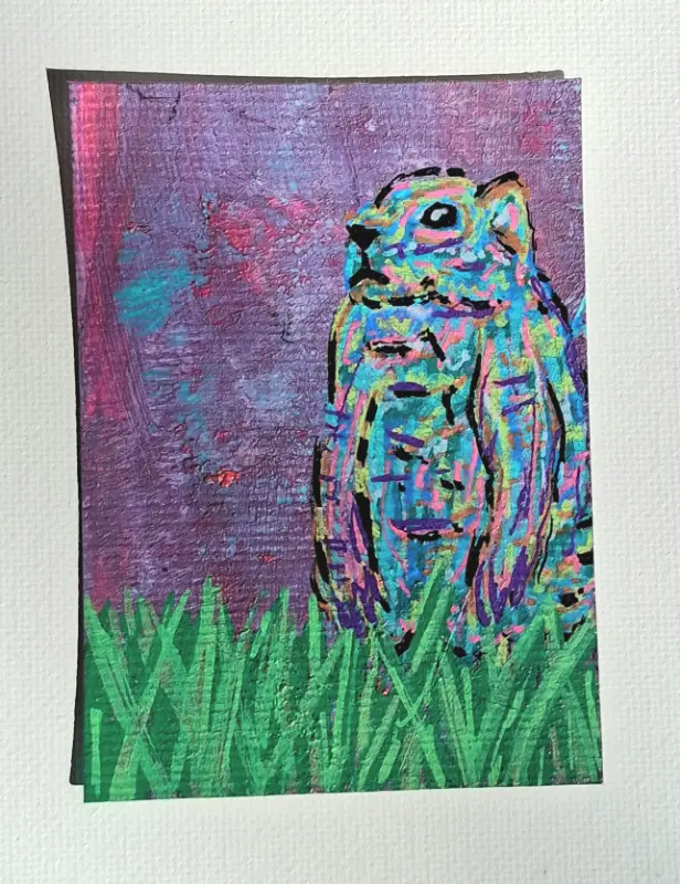 Don't be Suspicious Colortastic Groundhog aceo art card