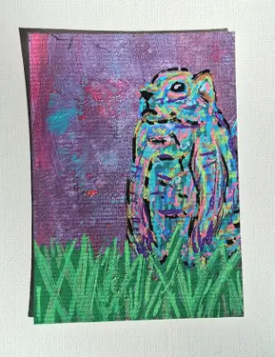 Don't be Suspicious Colortastic Groundhog aceo art card thumbnail 1