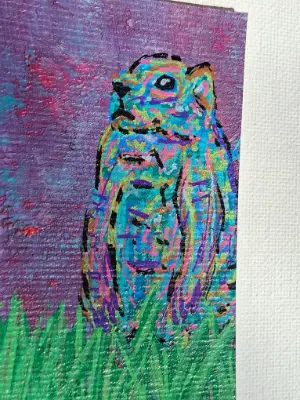 Don't be Suspicious Colortastic Groundhog aceo art card thumbnail 2