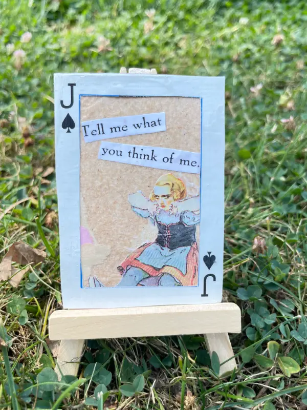 "Tell Me What You Think of Me" Original Collage Art Card Multimedia Vintage Ephemera aceo art card