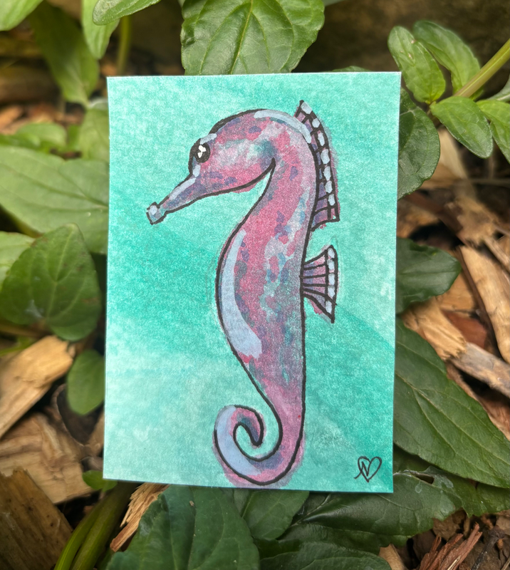 Seahorse 01 aceo art card