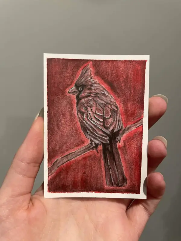 Red aceo art card